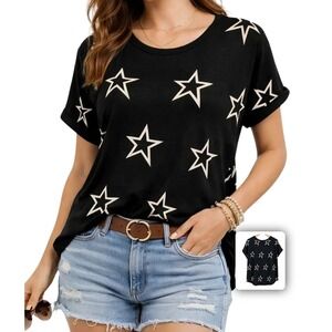 Buffalo David Bitton Star Print T-Shirt Stretch Knit Streetwear Edgy‎ Everyday M